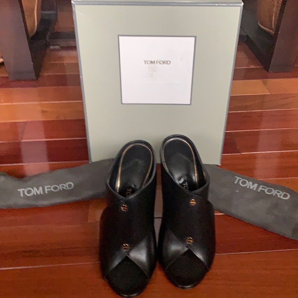Tom Ford Leather Black Mules